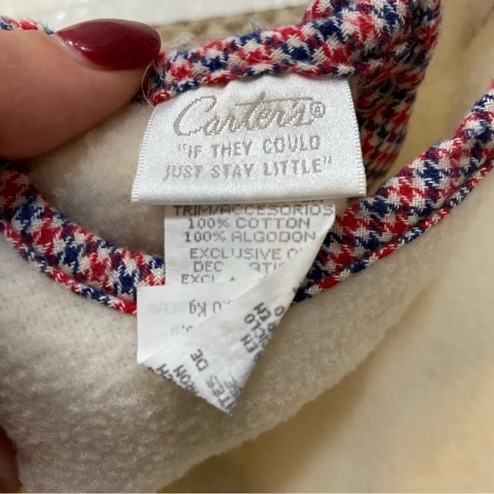 Vintage Carters Cream Fleece One Piece Jumper Size 0-4 Months‎